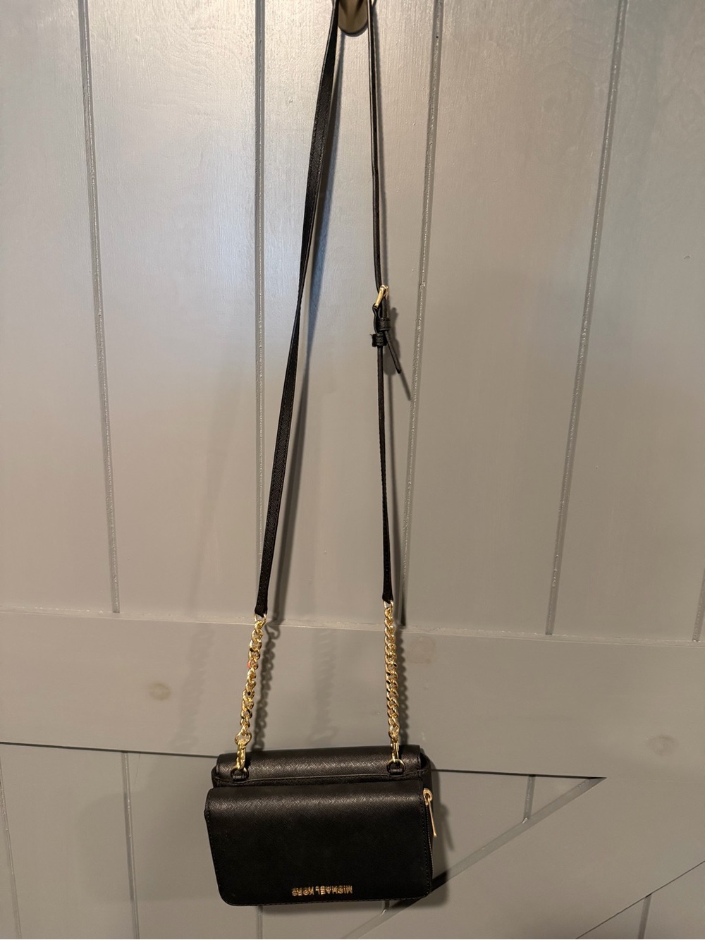 Michael Kors Black Saffiano Leather Convertible Wallet Crossbody (2-Piece Set)